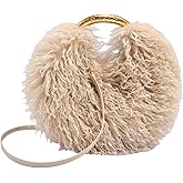 Women Shagy Furry Handbags Burgundy Fur Purse Fluffy Shoulder Bag Fur Hobo Bags Women
