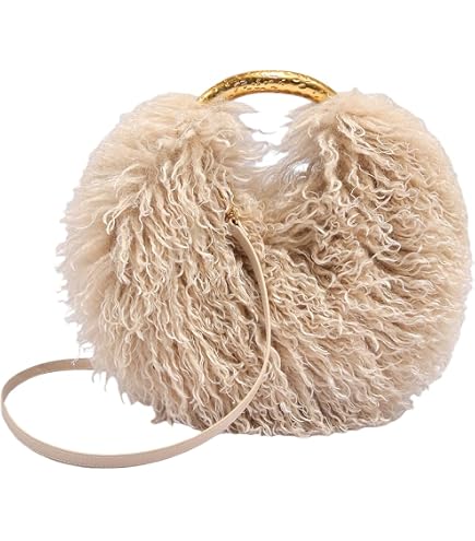 Ulisty Women Small Faux Fox Fur Clutch Bag Mini Furry Evening bag
