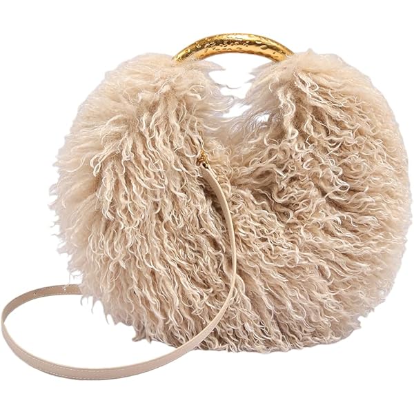 Ulisty Women Small Faux Fox Fur Clutch Bag Mini Furry Evening bag