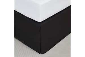 SONIVE Premium Bed Skirt Solid with Pleated Dust Ruffle 15-Inch Drop Easy to Put in Shrink Free and Fade Resistant (Black, Full)