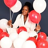 ASIYUHY 100 Pcs Red White Balloons 12 Inch Thickened Latex Party Decor view 6