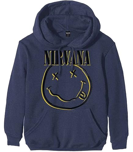 Amazon.com: Nirvana Hoodie Inverse Smiley Band Logo Official Mens