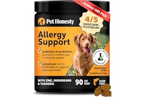 Pet Honesty Dog Allergy & Itch Relief - Advanced Itch Supplement with Probiotics for Dogs - Immune Support & Skin Relief for Seasonal Allergies - Natural Itchy Skin & Paw Relief - (Salmon, 90 Ct)