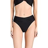 Ramy Brook Womens Ivo High Waisted Ruched Bikini BottomBikini Bottoms