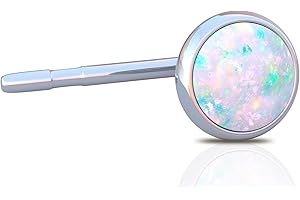 Opal Silver Nose Stud - Delicate and Comfortable Sterling SIlver Stud Piercing with 3mm White Opal - Trendy 22 Gauge L Shape 