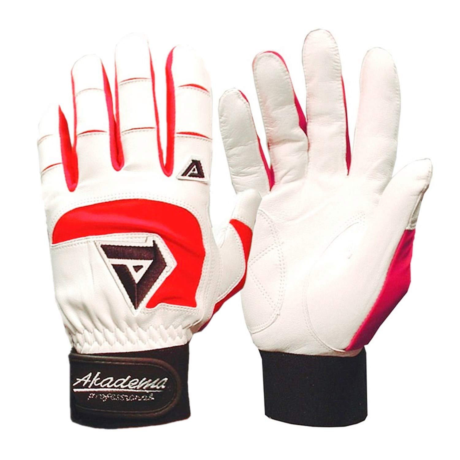 Baseball Batting Gloves Super Grip Leather Palm for Adult and Youth, Softball Hitting Gloves Men Women Junior Non-Slip Hand Protection Waterproof Flexibility for Training Competion (Red, Adult-Small)