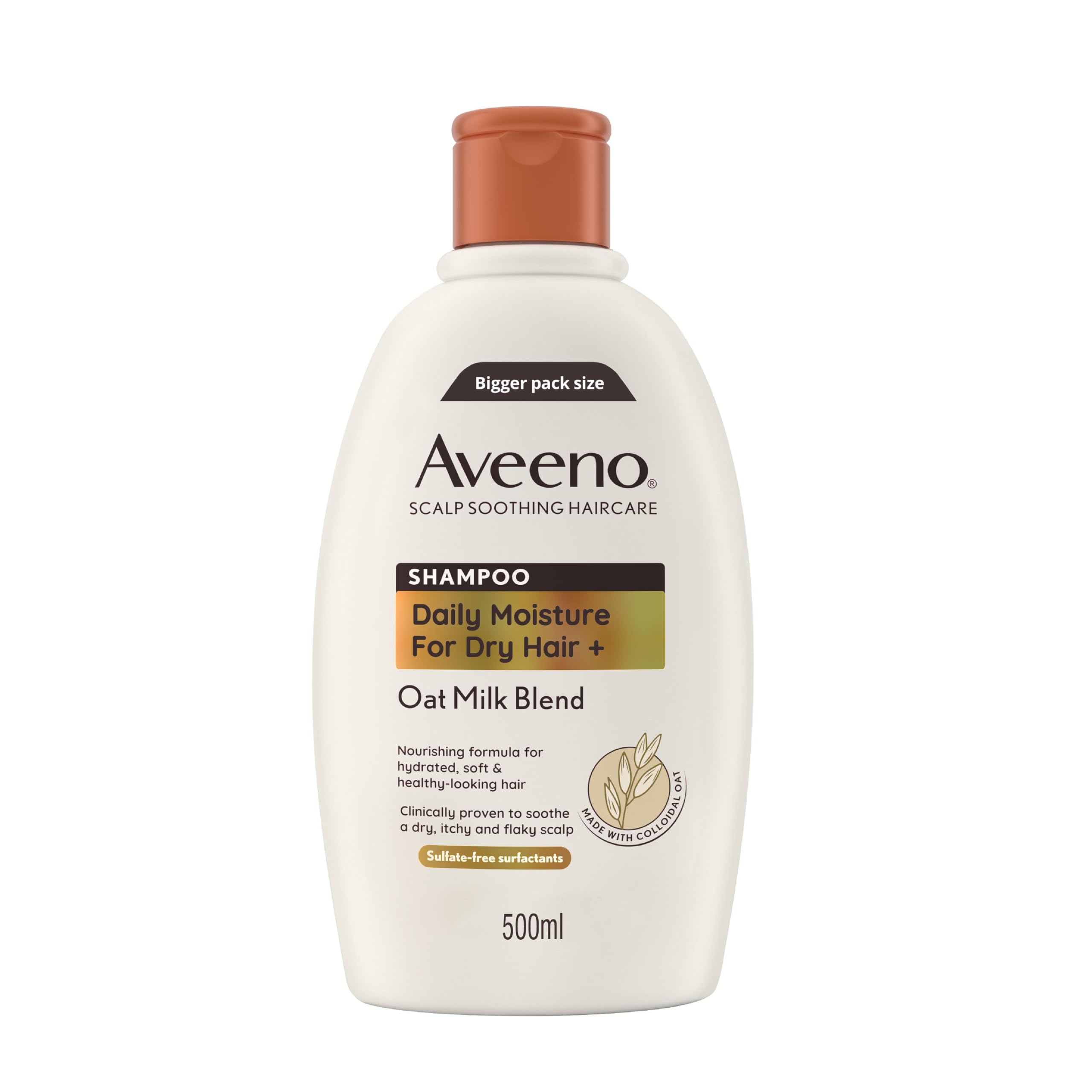 Aveeno Scalp Soothing Haircare Daily Moisture Shampoo, Oat Milk Blend, for Dry Hair, Soothes Dry, Itchy & Flaky Scalp, Clinically Proven, Sulfate Free, 500ml — image 1