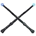 Layucos Light up Wand for Kids, Magic Illuminating and Sound Wizard Wands Toy, Costume Accessories for Halloween Birthday Gifts Cosplay Party 2 Piece（Dark Green & Black）