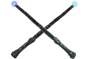 Layucos Light up Wand for Kids, Magic Illuminating and Sound Wizard Wands Toy, Costume Accessories for Halloween Birthday Gifts Cosplay Party 2 Piece（Dark Green & Black）