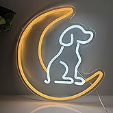 HFHUNGKEONG Dog Neon Signs, LED Neon Sign for Wall Decor, Animal 3D Wall Art, Moon Neon Sign, Cool Puppy Neon Light Signs for Bedroom, Living Room, Loss of Dog Memorial Gifts