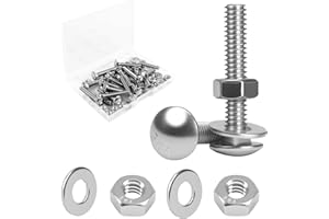 MROMAX 1/4-20 x 1-1/2" Carriage Bolt Kit, 20 Sets Carriage Screws with Hex Nuts and Flat Washers, Stainless Steel 18-8(304) Round Head Square Neck Screw, Fully Threaded, Coarse