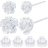 Joez Wonderful Plastic Earrings, Rose Colorful White Earring Stud for Sensitive Ears, Earrings Hypoallergenic