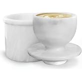 UrbanFocal Marble Butter Keeper With Lid 4'' Inches White Handmade French Butter Holder For Kitchen Counter Decor Ideal Butter Crock For Counter With Water &amp; Butter Crock For Kitchen, White