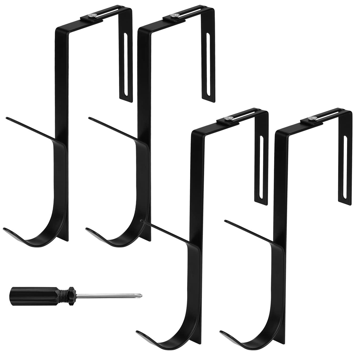 AIEX 4pcs Adjustable Cubicle Wall Hooks, High Strength Metal Cubicle Hooks Cubicle Hangers with a Cross Screwdriver Universal Partition Hanger Set, Fit Panels with 1.37in - 3.7in Thickness (Black)