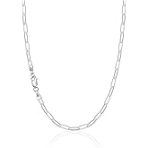 IEFWELL 925 Sterling Silver Plated Chain Necklace for Women Men - 3.5mm Sterling Silver Paperclip Chain Necklace, 16/18/20/22/24 Inches Hypoallergenic Sturdy Chains, Jewelry Gifts for Her