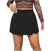 MakeMeChic Women's Plus Size High Waisted Skirt Split Hem Skorts Shorts