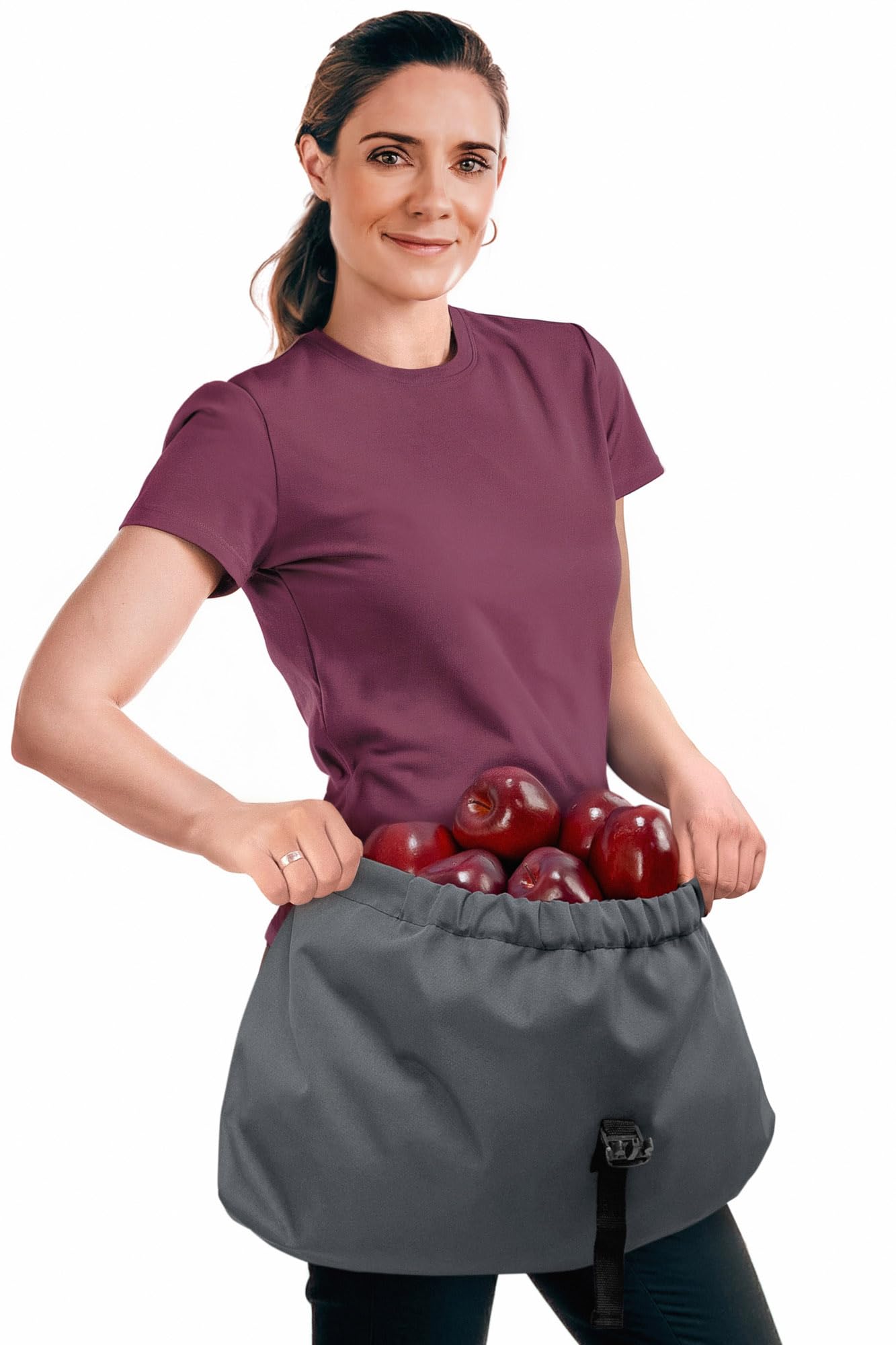 Under NY Sky Garden Half Apron - Big Harvest Pouch, Buckle Closure, Water-Resistant - Landscaping, Orchard, Gardening, Collecting, Planting - Half Apron Grey