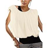 MISSACTIVER Women’s Bubble Crop Tank Tops Oversized Sleeveless Workout Cropped Top Backless Crew Neck Tee Shirts Top