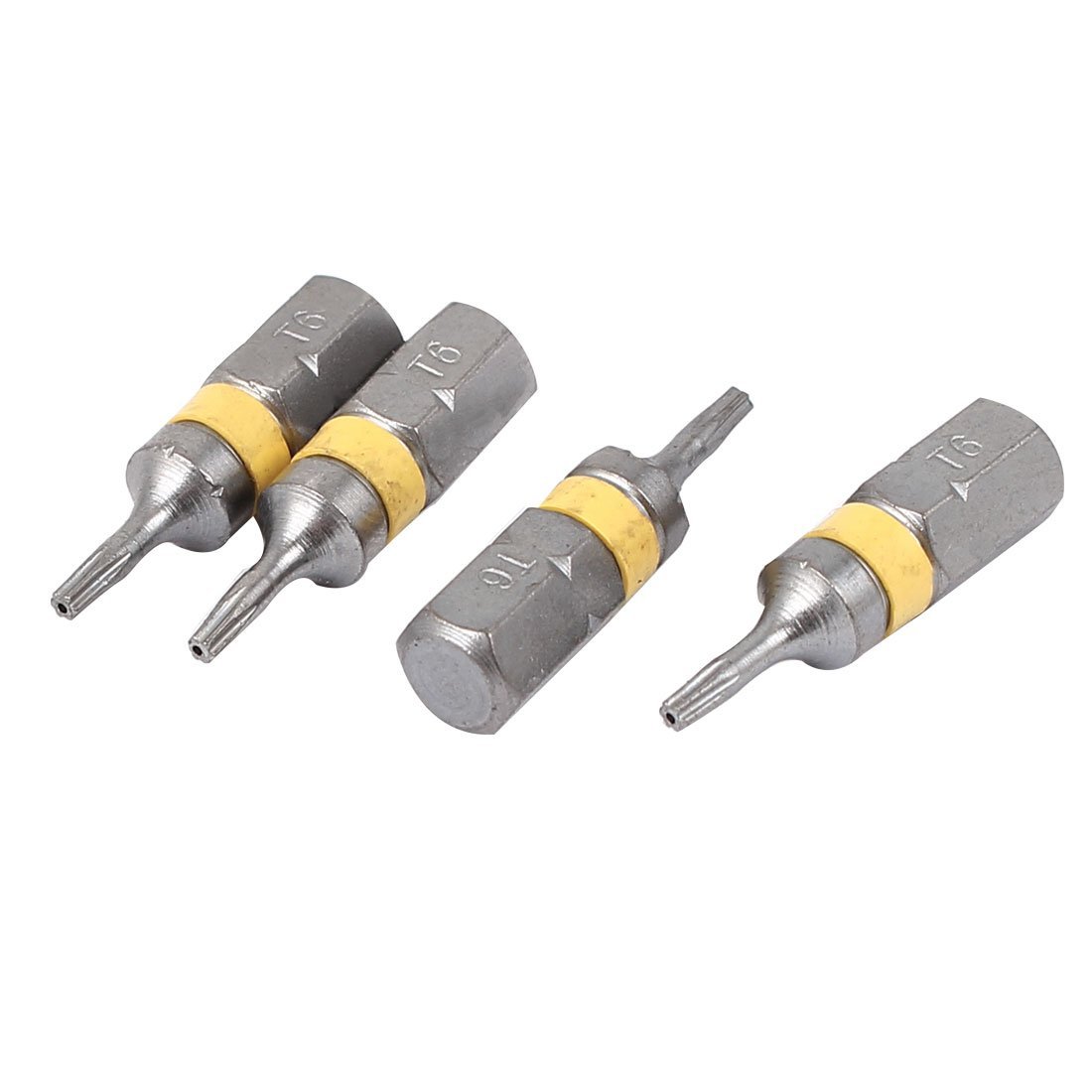 Sourcingmap 1/4" Hex Shank Magnetic T6 Torx Security Screwdriver Bit Gray 4pcs