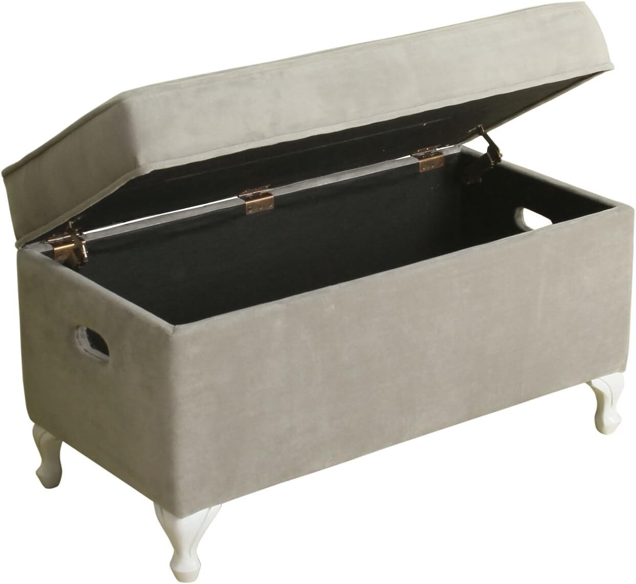 HomePop Diva Youth Velvet Decorative Storage Bench with White Wood Legs: Kitchen & Dining