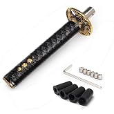 WENJTP Racing Katana Samurai Sword Shift Knob Shifter Katana Cortex disc Universal Fit for Manual Cars with Adapters Black + Black(20cm)