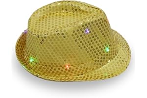 LKQBBSZ LED Light Up Sequin Fedora for Men and Woman Mardi Gras,St. Patrick’s Day Party Acessories Party Favors Party