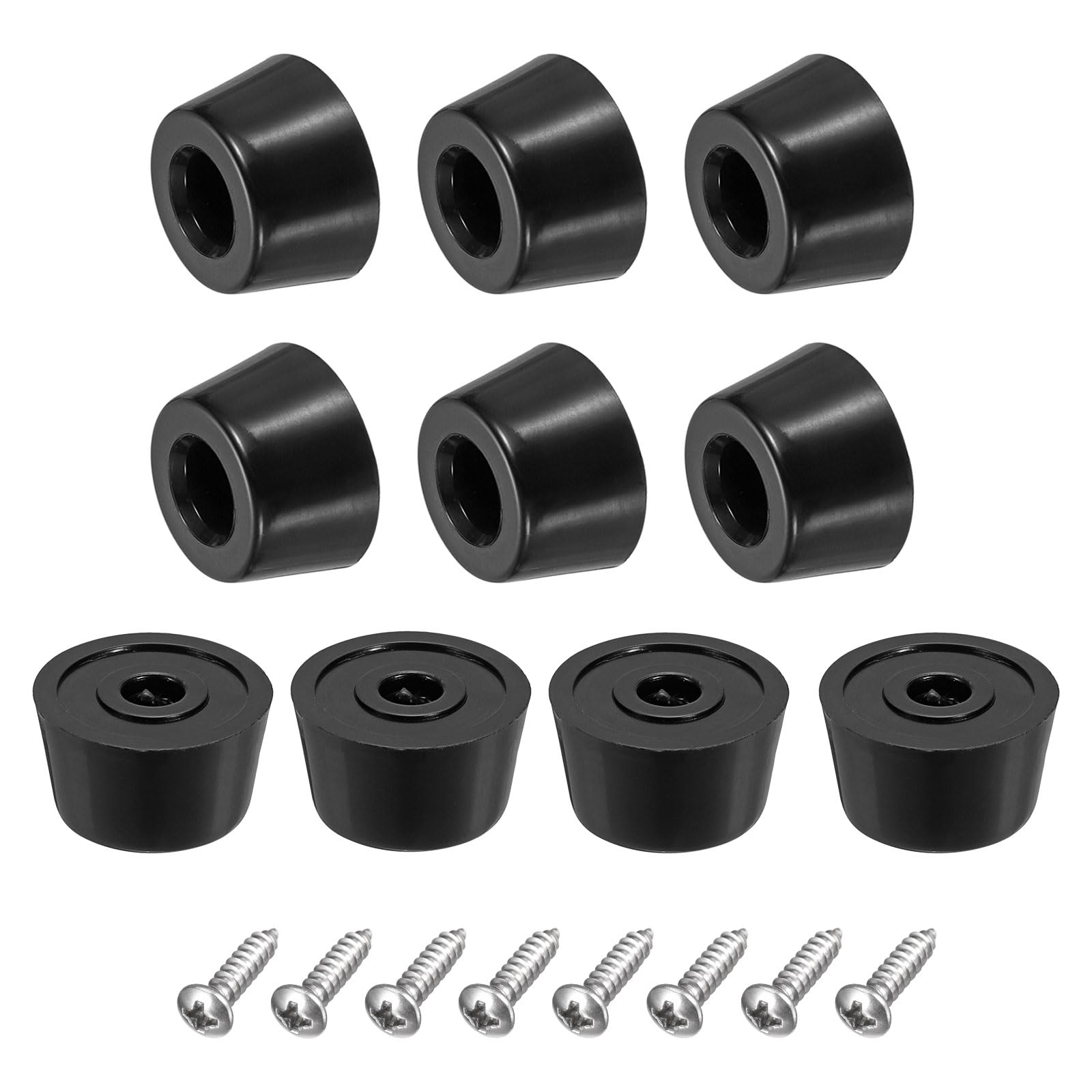 uxcell 10Pcs Rubber Bumper Feet, 0.47" H x 0.83" W Round Pads with Stainless Steel Washer and Screws for Furniture, Appliances, Electronics