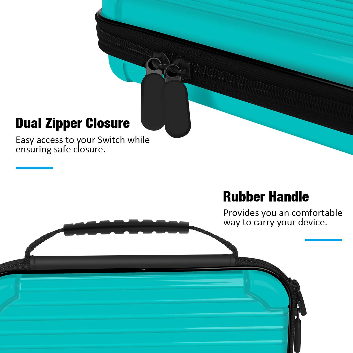 Carrying Case for Nintendo Switch Lite, Y Team Switch Lite Case with 10 Game Cartridge Storage Holders and 1 Tempered Screen Protector for Nintendo Switch Lite Console and Accessories (Turquoise)