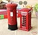 Coin Bank, Cafurty Metal Britain London Street Red Mailbox Piggy Bank Postbox Money Box for Decoration - 7