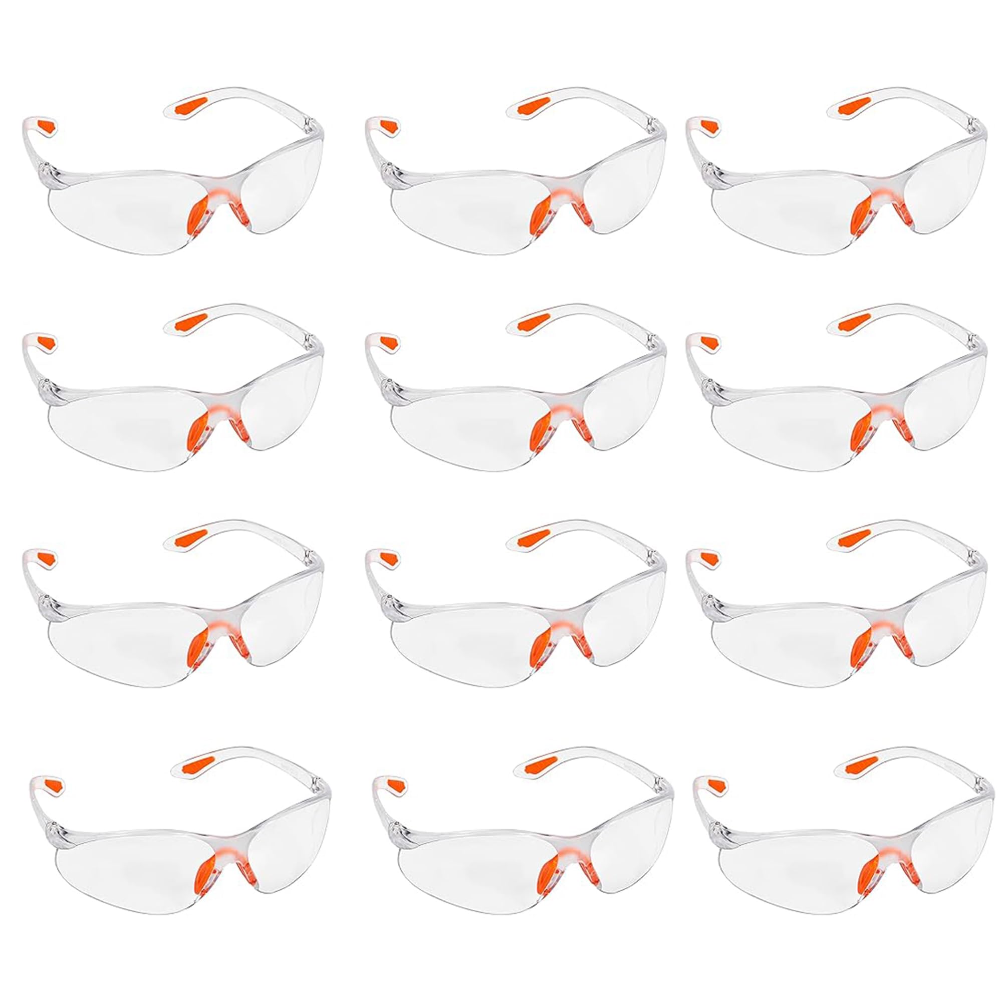Kurtzy Clear Safety Glasses for Work (12 Pack) - Safety Goggles - Anti-Fog Protective Lenses for Work - Eye Protection Glasses for Adults - Specs for Squash Airsoft Cycling
