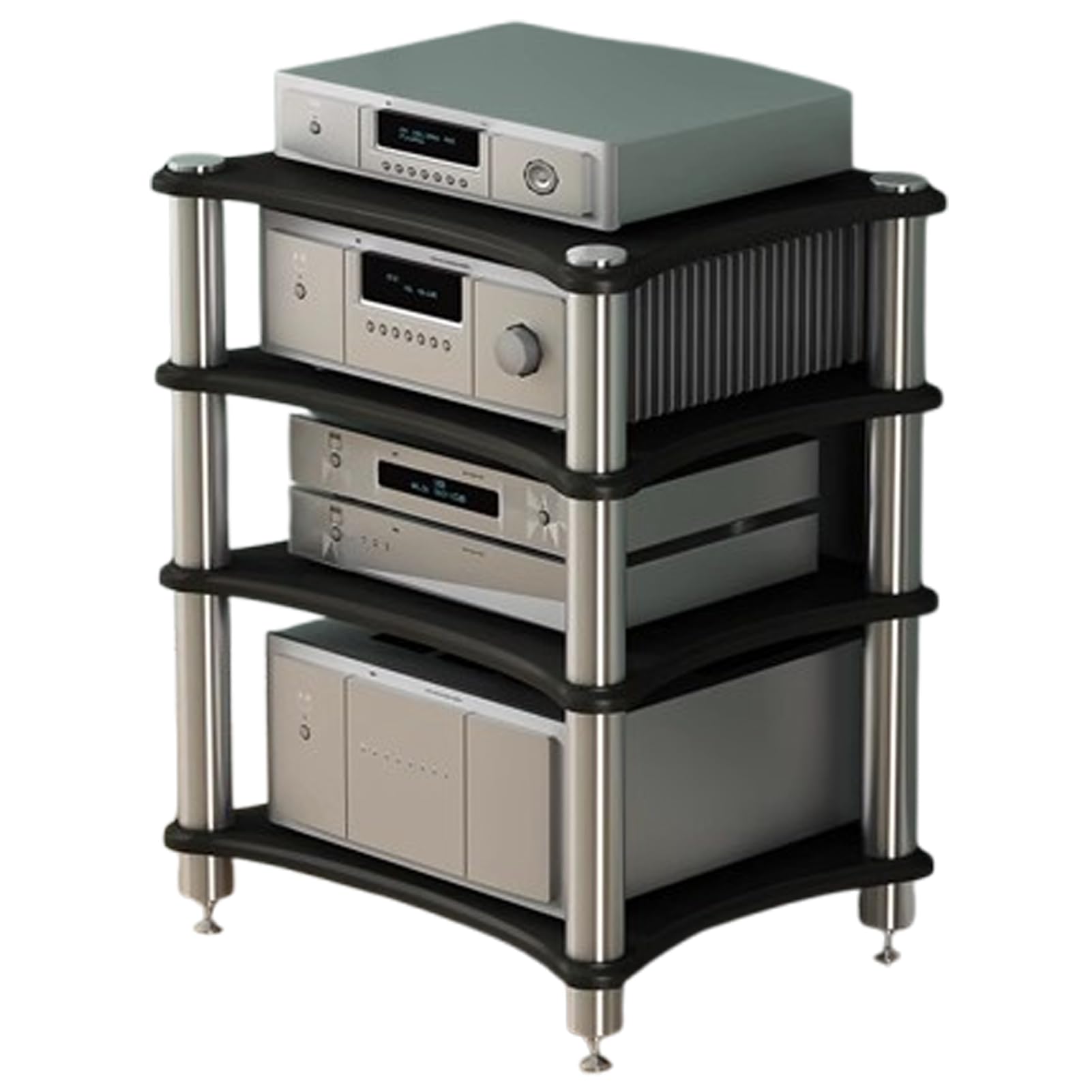 Photo 1 of SQXLXDD 4-Tier AV Media Stand, Amplifier Rack Cabinet for Stereo Component Game Console DVD Player WiFi Router, Home Theater Office Living Room Organizer (Black, 4-Tier)