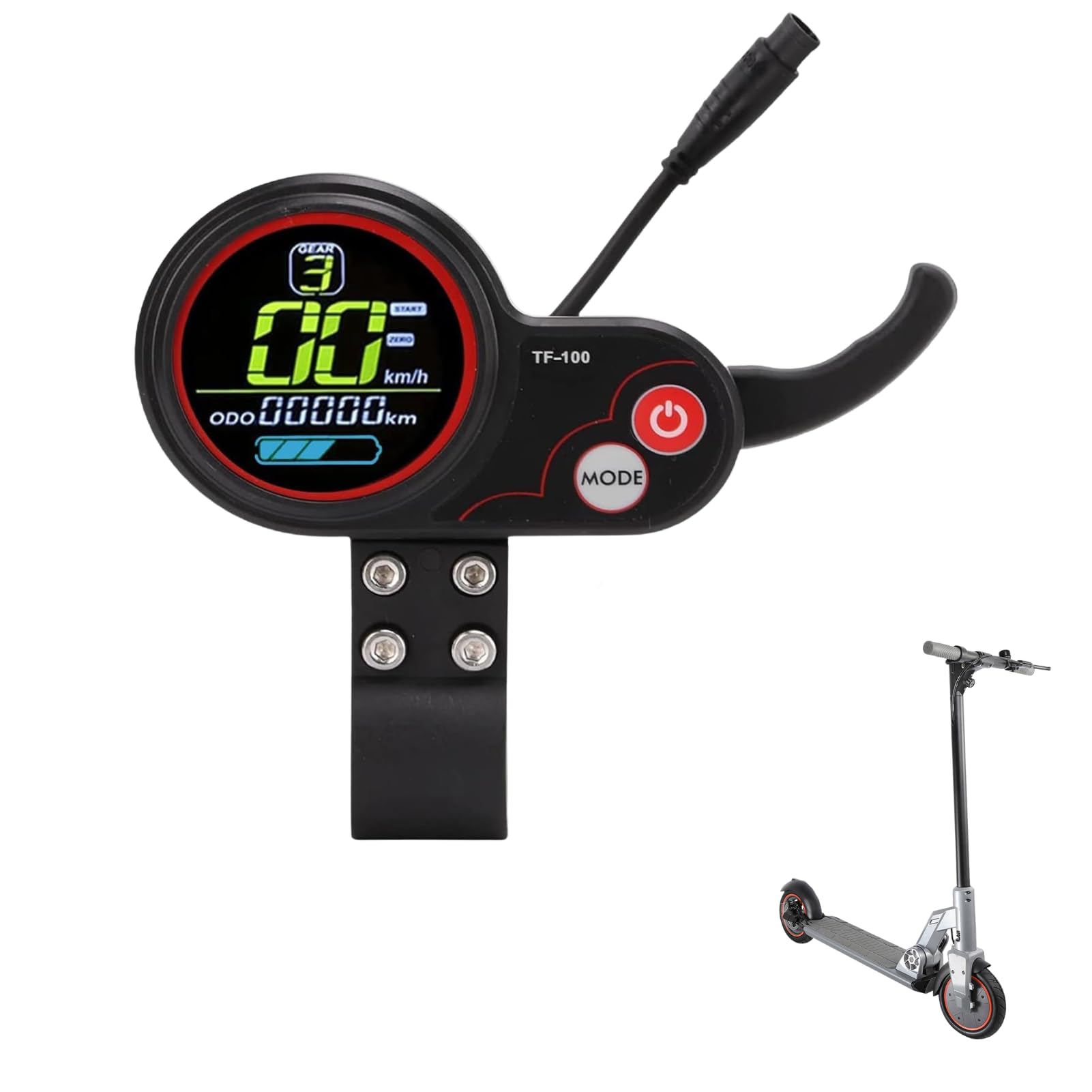 BOROCO Electric Scooter Display,48V TF-100 LED Display Throttle,ABS 6-Pin Communication Instrument Modification Accessories for M4 E Scooter Controller