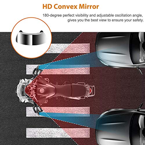 laoonl Motorfiets-achteruitkijkspiegel, achteruitkijkspiegel, 180 graden motor-veiligheidsspiegel, groothoekspiegel… - Image 7