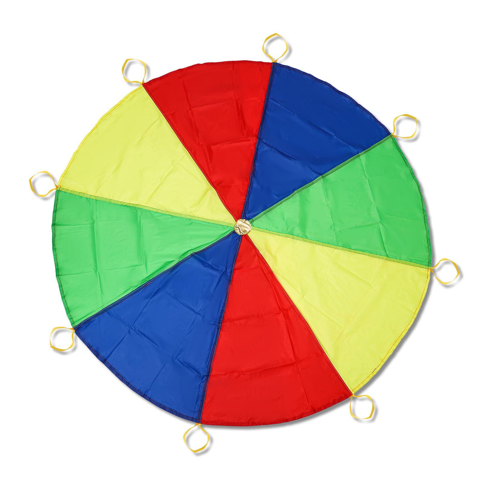 Kids Gymnastics Parachute, 12.4 Feet Diameter Rainbow Play Parachute Toy with Handle, Trampoline Parachute for Adult, Extra Large Parachute for Gym Class Cooperative Game Outdoor Playground Activity