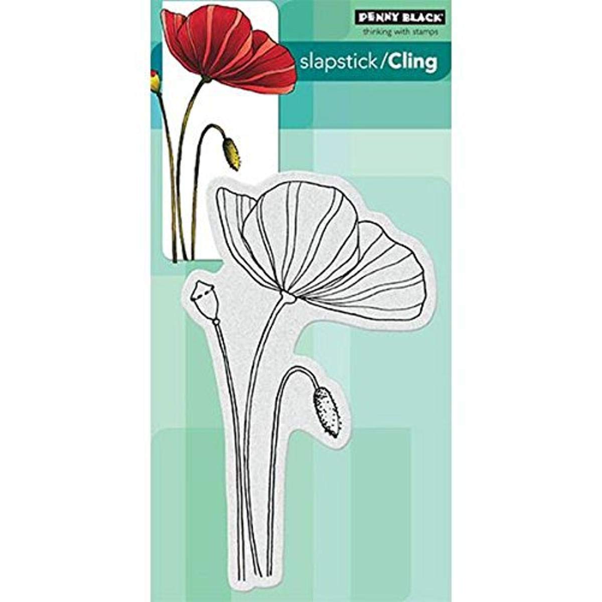 Penny Black Cling Rubber Stamp 3.75 x 7.5-inch Sheet-Poppy Time