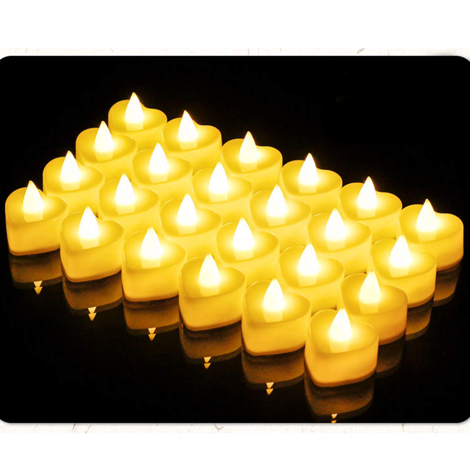 LogHog Heart Shape LED Candles Light Pack of 24, Flameless Flickering Love Candle Light for Marriage Proposal, Wedding, Valentine's Day, Anniversary, Thanksgiving （Warm White ）