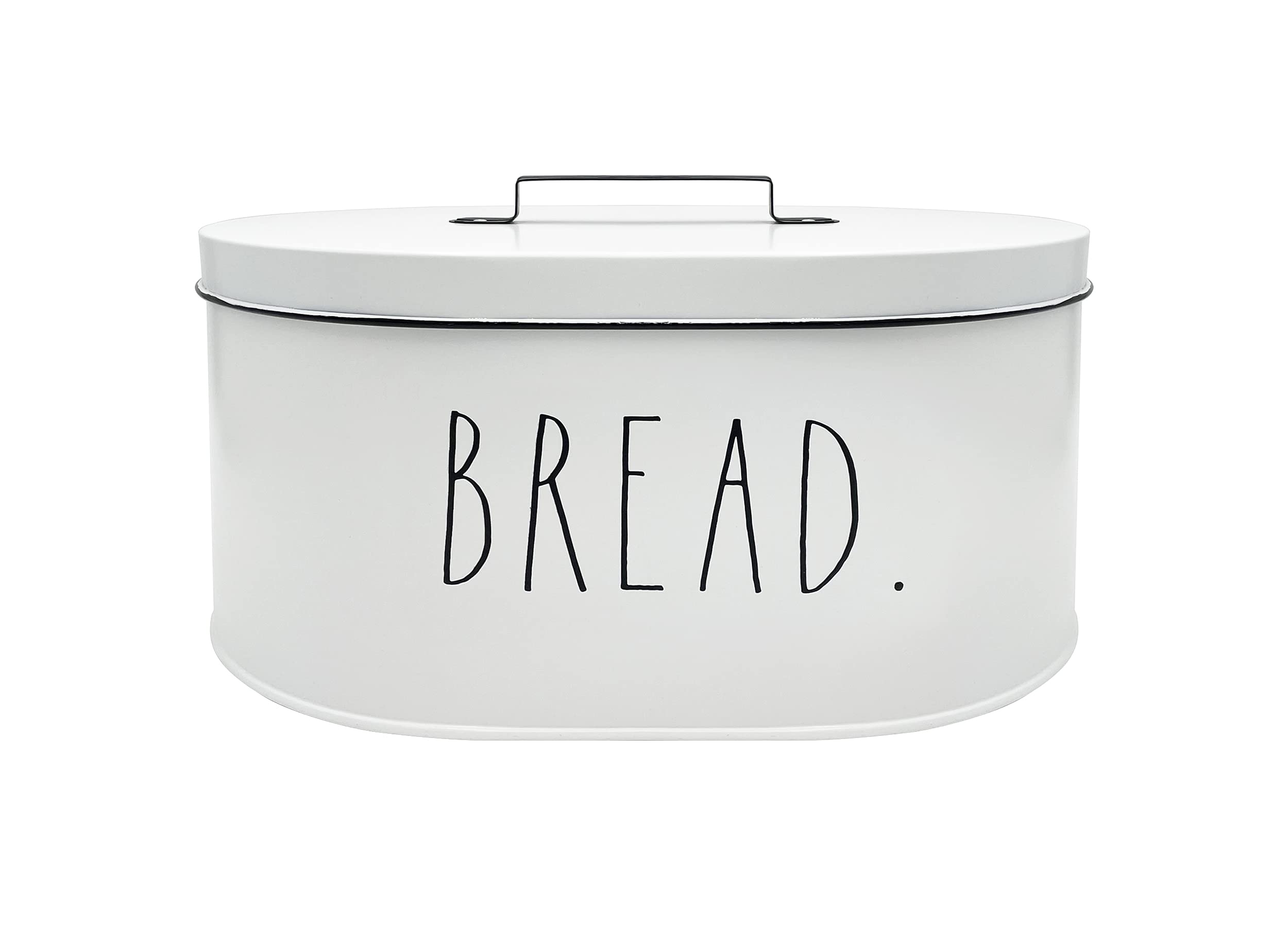 Photo 1 of Rae Dunn Bread Box - Bread Box for Kitchen Countertop - 15" x 8" x 10" - Rustic White Metal Vintage Farmhouse Breadbox - Counter Storage Container for Fresh Homemade Loaf, Bagels, Cookies