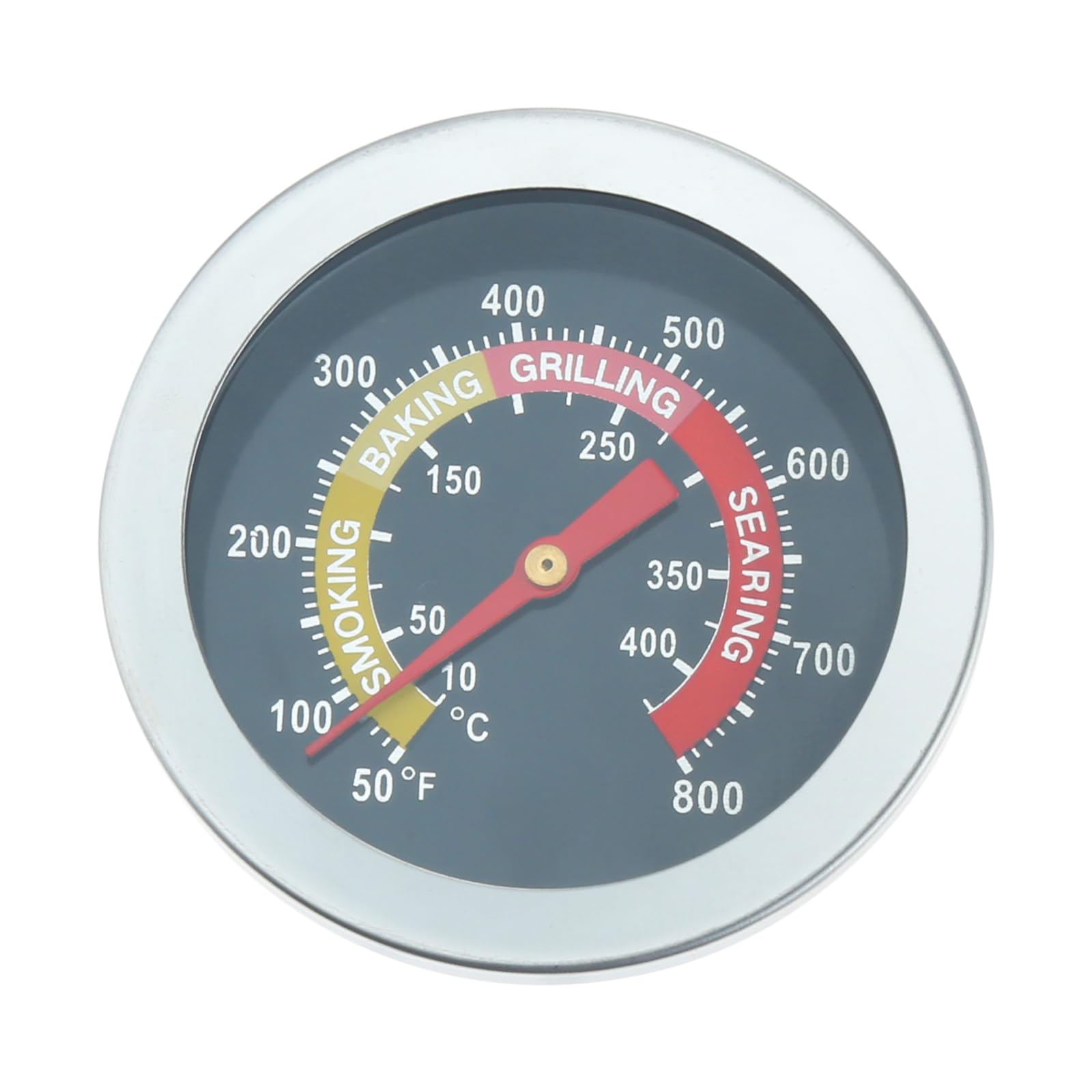 Hicello Dial-52MM 10-425℃ BBQ Barbecue Temperature Gauge, Charcoal Grill Smoker Thermometer, Pit Barbecue Thermometer Fahrenheit and Heat Indicator for Meat Cooking Port Lamb Beef