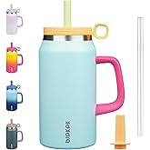 BJPKPK 50oz Insulated Tumbler with Handle Stainless Steel Travel Coffee Mug with Lid Reusable Large Water Bottle with Straw,Sky Blue