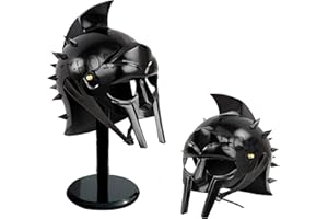 Maximus Roman Gladiator Armor Helmet Black Finish Medieval Halloween Costume