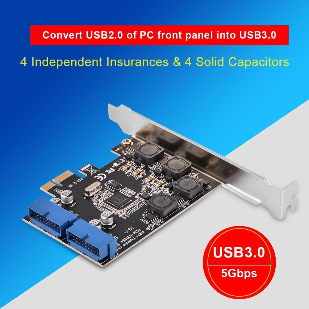 Header USB 3.0 Card Adapter, 2 Port 19Pin PCI-Express to Internal Header USB 3.0 Card Adapter with Low Profile, Pcie Usb 3.0 Card - Image 3