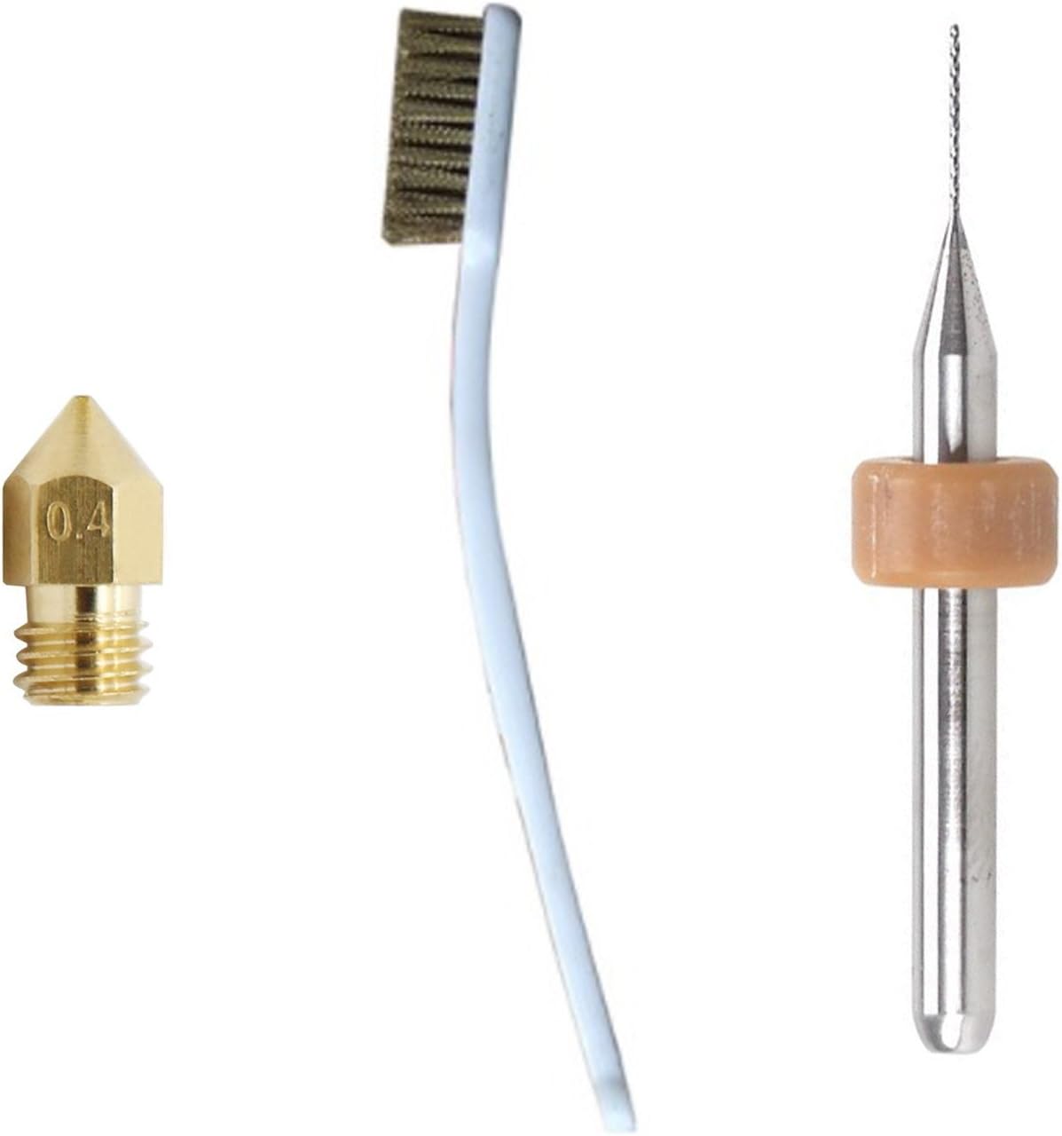 madridgadgetstore® Cleaning Kit Brush Brass Bristles + Drill Bit 0.4 mm (Tungsten) + Nozzle 0.4 mm for 3d printer print leon3d Legio Lion Pro Maintenance Clean Extruder Extruder Hotend Hot End Block Heater High Quality Free Shipping