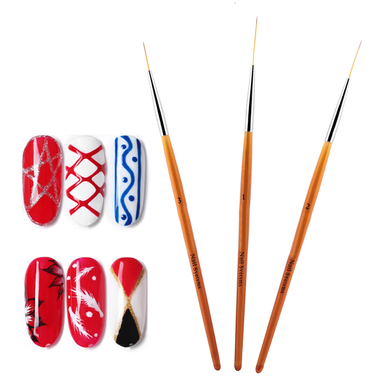 Functional Nail Brush for Dotting, 3 Pieces Nail Art Pens, Superfine Nail Art Brushes Fine Liner Detailing Brush Drawing Painting Pen Nail Dotting Tool