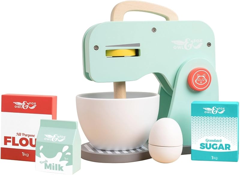 Owl & Fox Wooden Baking Set Turquoise 20x12x23cm Pretend Play Kitchen Toy