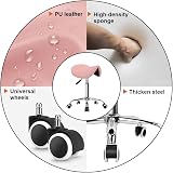 KKTONER Rolling Saddle Stool PU Leather Swivel Pink Adjustable Chair view 6