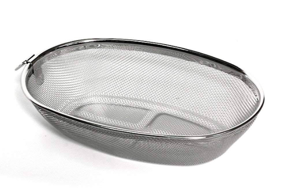 Oval Quality Stainless Steel 18/8 Mesh Kitchen Basket - Lettuce Vegetable Fruit Pasta Noodles Colander Food Strainer - L9.4" X W6.1" X H2.17"