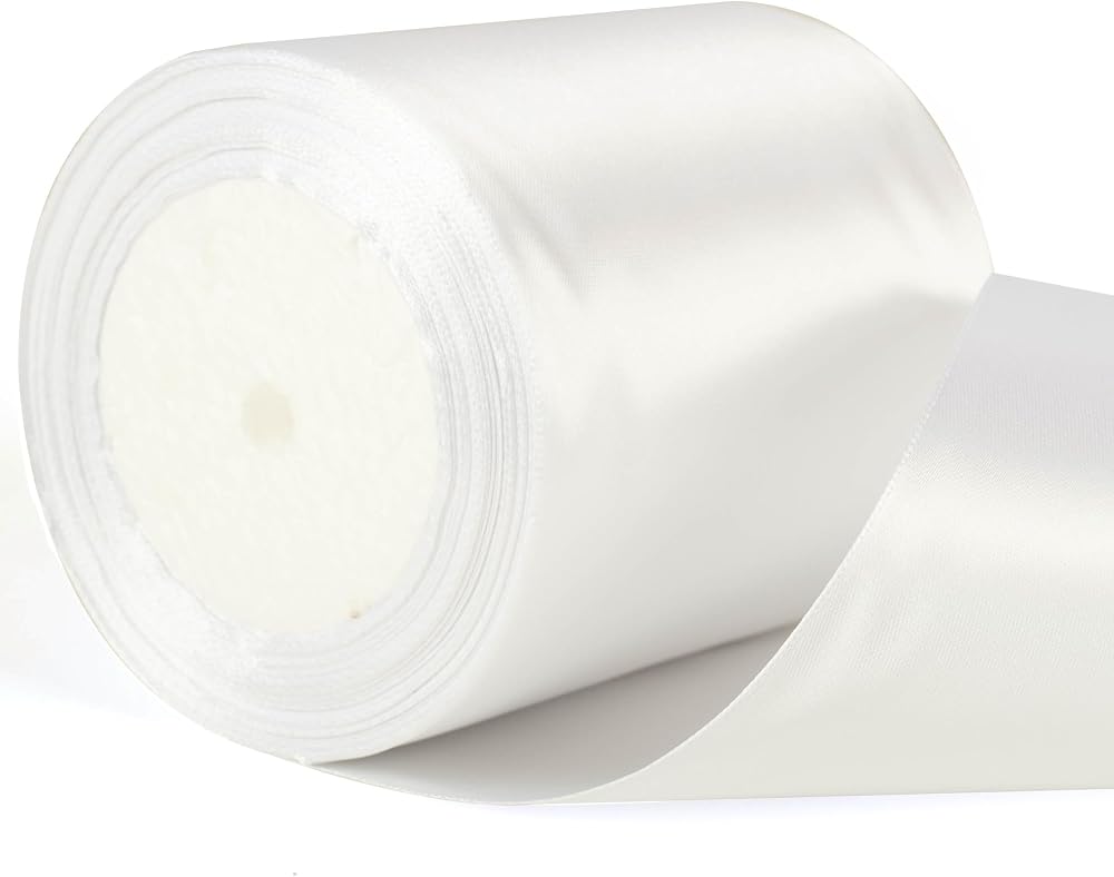 YAAVAAW 22m White Satin Ribbon 10cm Thick Wedding Car Gift Craft Decor