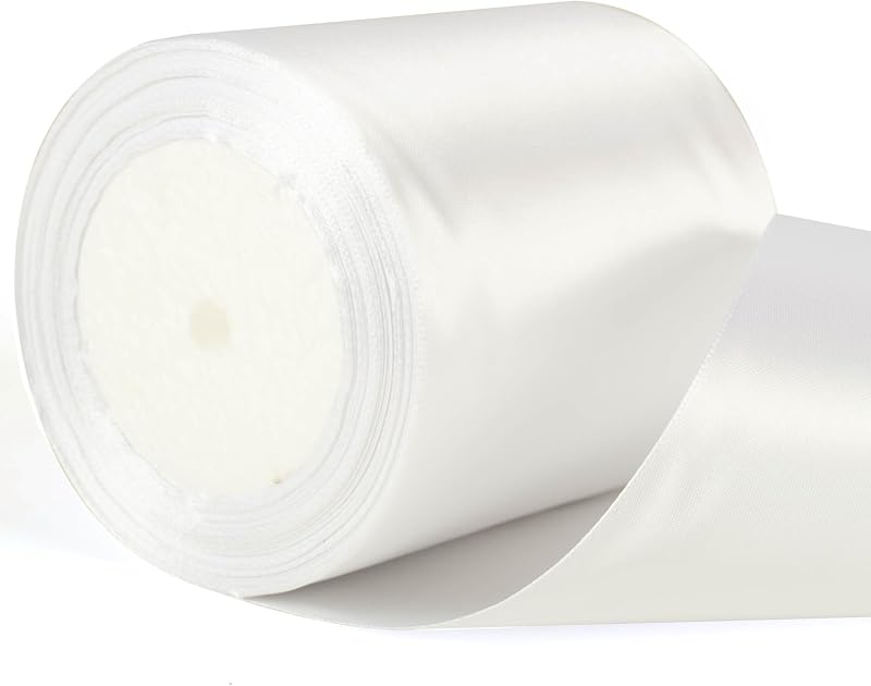 YAAVAAW 22m White Satin Ribbon 10cm Thick Wedding Car Gift Craft Decor