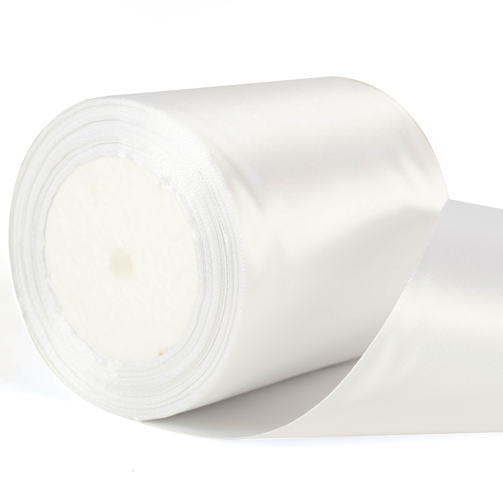 22m x 10cm Wide White Satin Ribbon, White Thick Wedding Car Ribbon for Gift Wrapping, Bouquet, Cake, Craft Decorations, Premium 4 Inch Florist Ribbons for Christmas Birthday Present