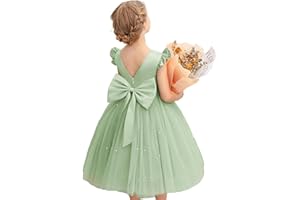 KAQININI Flower Girl Dress Wedding Guest Ruffle Tulle Satin Party Birthday Princess Dresses Pageant Gown Kids Short